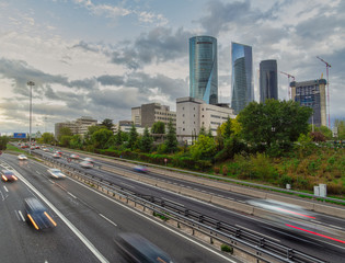 Madrid skyline at sunset 