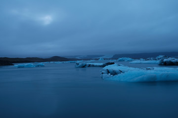 Blue hour after a autumn sunset at Jokulsarlon lagoon - Iceland