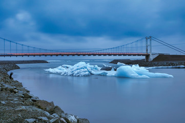Blue hour after a autumn sunset at Jokulsarlon lagoon - Iceland