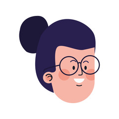 cartoon girl with glasses icon, colorful design