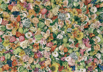 Wall of flowers in a flower shop