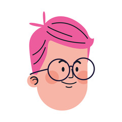 cartoon boy with glasses icon, colorful design