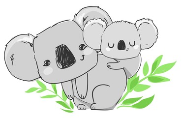Cute baby koala illustration. Print design. Vector