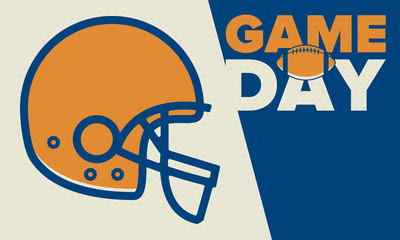 Game Day. American football playoff. Super Bowl Party in United States. Final game of regular season. Professional team championship. Ball for american football. Sport poster. Vector illustration © scoutori