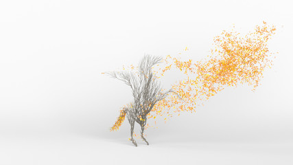 Growing Tree in a shape of Pegasus. Mythical winged divine horse. Eco Concept. 3D rendering.
