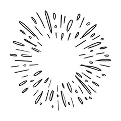 Obraz premium Starburst doodle, sun burst sunshine. Radiating from the center of thin beams. 