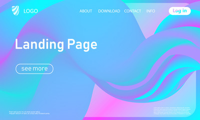 Landing page. Flow shape. Fluid background. Vector