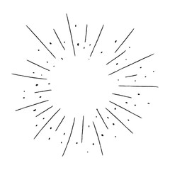 Obraz premium Starburst doodle, sun burst sunshine. Radiating from the center of thin beams. 