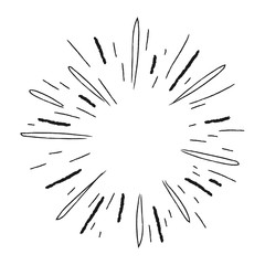 Obraz premium Starburst doodle, sun burst sunshine. Radiating from the center of thin beams. 