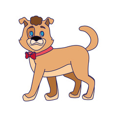 cute dog with red bow icon, colorful design