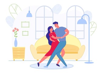 Obraz premium Informational Banner, Young Couple Dancing Tango.