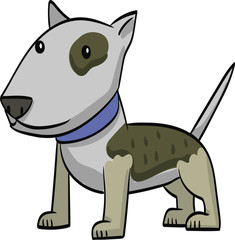 Bull terrier funny drawing cartoon dog isolated