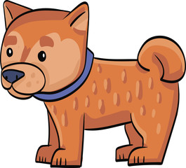 funny drawing cartoon dog at the white background