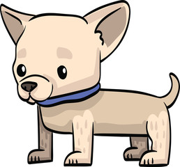 funny drawing cartoon dog at the white background