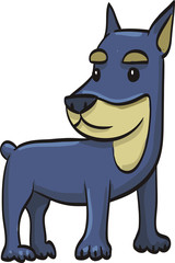 funny drawing cartoon dog at the white background