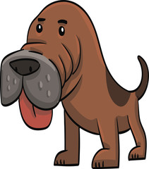 funny drawing cartoon dog at the white background