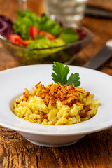 homemade swabian pasta dish on wood