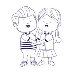 happy girl and boy icon, flat design