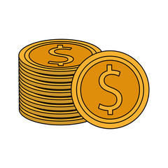 money coins stack icon over white background