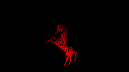 Growing Tree in a shape of Horse. Eco Concept. 3D rendering. © Evgen