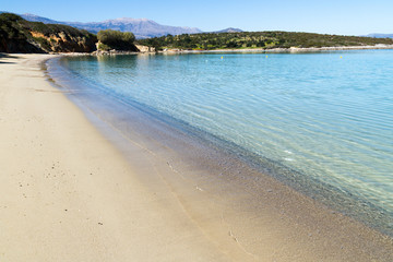 Beautiful idyllic turquoise waters beach, Crete Greece.