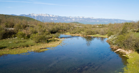 The intermittent river Suvaja, in Lika and Velebit, in early spring
