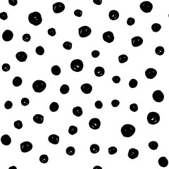 Dot doodles seamless pattern. Hand drawn circles texture. Dots background.