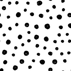 Dot doodles seamless pattern. Hand drawn circles texture. Dots background.