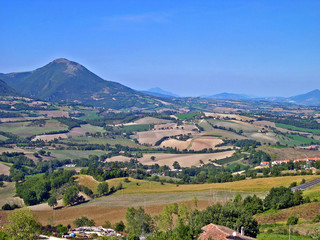 Fototapeta na wymiar Italy, Marche, Apennines landscape view from Rocca Borgia.