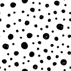 Dot doodles seamless pattern. Hand drawn circles texture. Dots background.