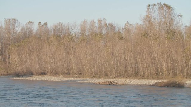 Panoramic view of Ticino River in winter