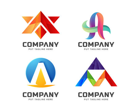 Colorful letter initial A logo collection 
