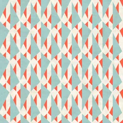 Wallpaper murals 1950s Abstract triangular seamless pattern in mid century modern colors, vector illustration with texture