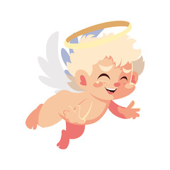 cute cupid angel on white background , valentines day