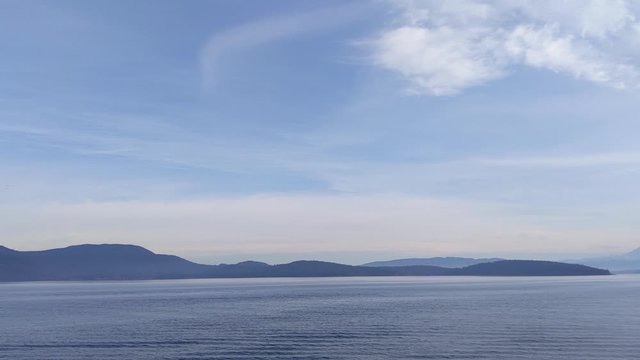 View of the San Juan Islands from the Anacortes Ferry in Washington