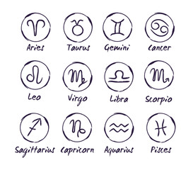 Zodiac signs set, simple flat vector illustration