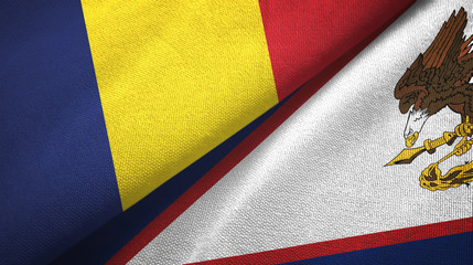 Chad and American Samoa two flags textile cloth, fabric texture