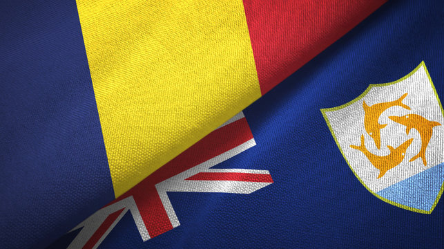 Chad and Anguilla two flags textile cloth, fabric texture