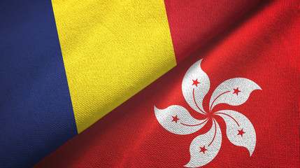 Chad and Hong Kong two flags textile cloth, fabric texture