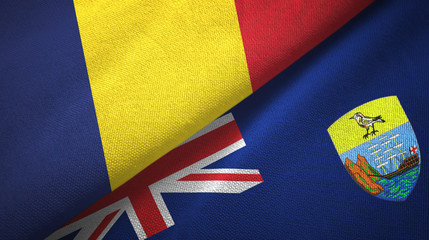 Chad and Saint Helena two flags textile cloth, fabric texture