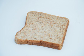 slices of bread on white background