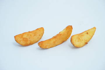 Fried potato on white background.