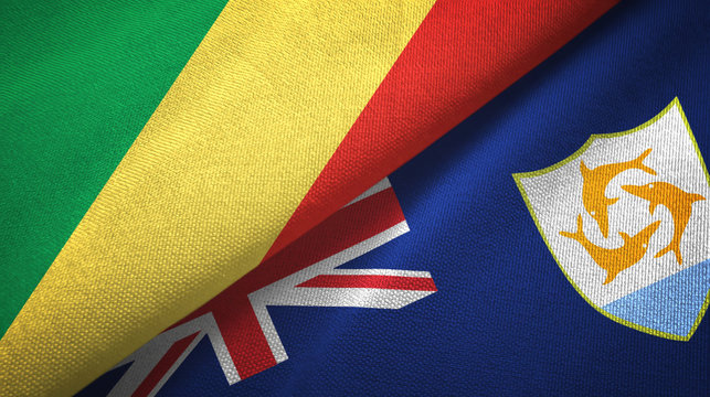 Congo and Anguilla two flags textile cloth, fabric texture
