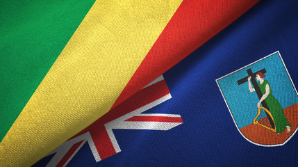 Congo and Montserrat two flags textile cloth, fabric texture