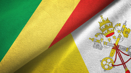 Congo and Vatican two flags textile cloth, fabric texture