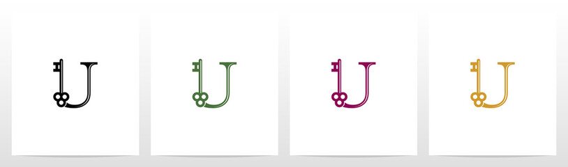 Door Key On Letter Logo Design U © recehan