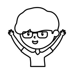 young guy hands up celebration cartoon character