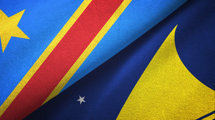 Congo Democratic Republic and Tokelau two flags textile cloth, fabric texture
