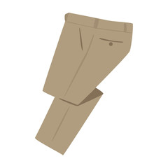 衣類のイラスト。ベージュ色のロングパンツ。