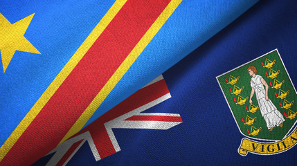 Congo Democratic Republic and Virgin Islands British two flags textile cloth